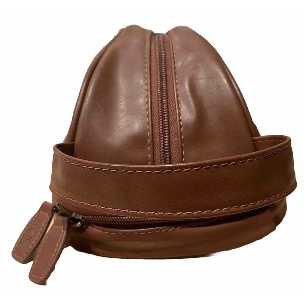 EUC ORIGINAL PENGUIN Leather Munsingwear Cosmetic /Toiletry Overnight Bag, Brown - Picture 4 of 7